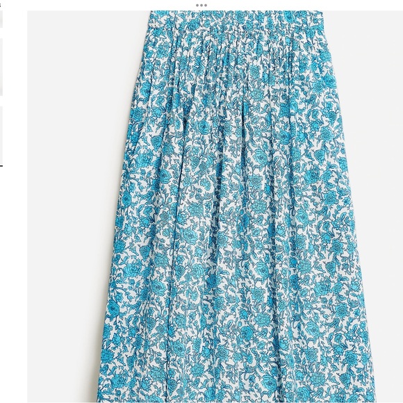 J. Crew Dresses & Skirts - J Crew Smocked Waist Cotton Midi Skirt, New w/Tags, Blue Floral, XS